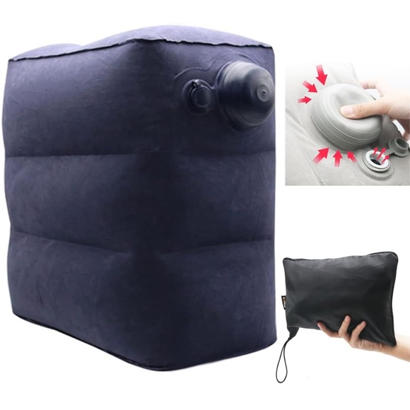 Bundle of 2 Travel Neck Pillows and 2 Inflatable Foot Rest - Picture 14 of 15